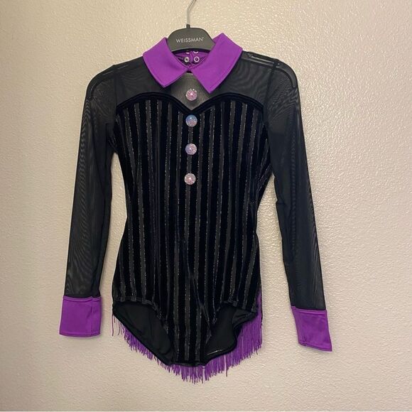 Weissman dance costume black vest You're The Cream In My Coffee 13575 child MC - Picture 2 of 9